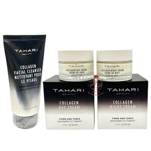 Tahari Beauty Collagen Facial Cleanser + Day Cream + Night Cream Firms Tones x3